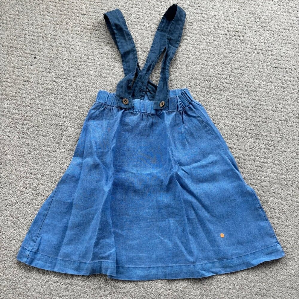 Bonmot blue organic linen jumper dress